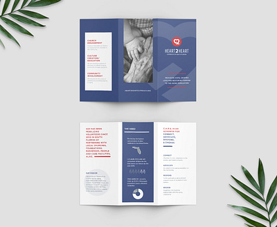 Heart2Heart Outreach Trifold Brochure art branding brochure design clean design editorial design graphic design layout minimal print print design trifold brochure trifold mockup typography