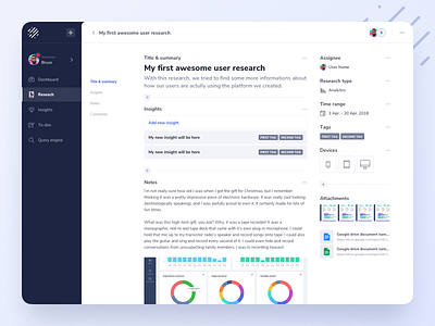 User Research Platform - Exploration app dashboard interface ui design user experience user interface ux ui design uxdesign web app