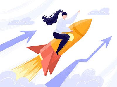 Who run the world?! 2d adobe illustrator art business businesswoman design dots flat flat style girl power illustartion motivation rocket textured vector woman woman power you can