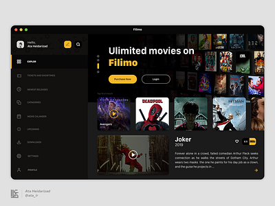 Filimo Desktop Movie App figma film flat ios iran joker mac os macos material movie photoshop sketch ui ui design uidesign uikit uiux ux xd