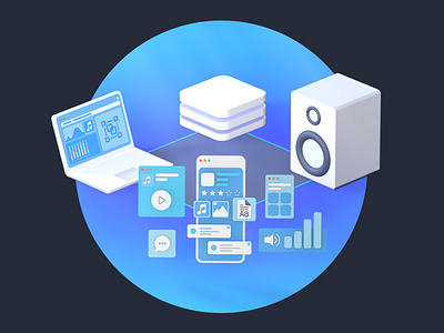 DownloadPlayer - Software 3d circle dashboard illustration mobile music server speaker ui ux