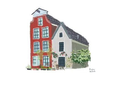 Jordaan, Amsterdam amsterdam digital illustration digital painting drawing dutch dutch house home house illustration painting photoshop art photoshop painting postcard spring springtime urban urban art urban sketching