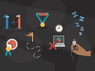 healthy habits set burnout developers figma habits illustration team work teams tech vector