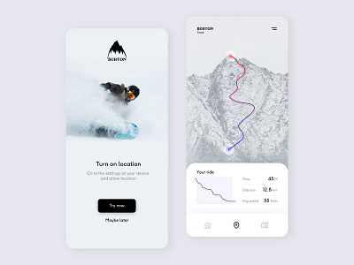 Location Tracker App app burton challenge clean dailyui dailyui020 design ios app location location tracker mobile mountain snowboarding tracker ui ux