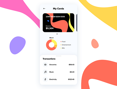 Mobile Banking App - Credit Cards app app design banking banking app budgeting colorful credit card credit cards creditcard finance finance app finances ios mobile mobile app mobile ui money transaction ui ux