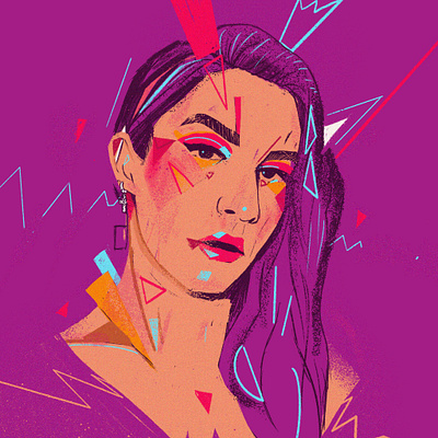 Rocknroll Queen character editorial face face illustration flat illustration illustrator imitation portfolio portrait portrait illustration portraits portrayed poster art procreate procreate brushes woman