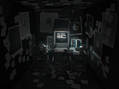 Deadends Triptych [1/3] - shot #01 3d animation blender c4d character design computer concept art death desk environment illustration isometric quotes videogame vr