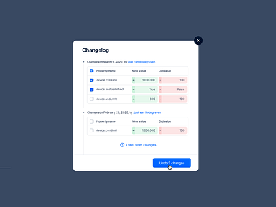 Change log changelog design ui