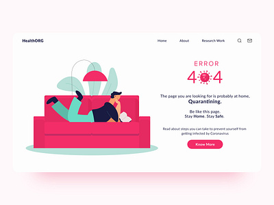 ERROR 404 PAGE for HealthORG coronavirus covid 19 covid19 design error error 404 error message error page flat flat design healthcare illustration minimal simple ui web webdesign website website design