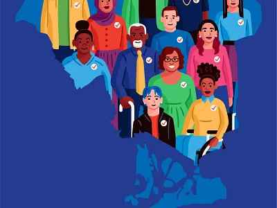 Queens Voters community election illustration map new york city nyc queens vector voters