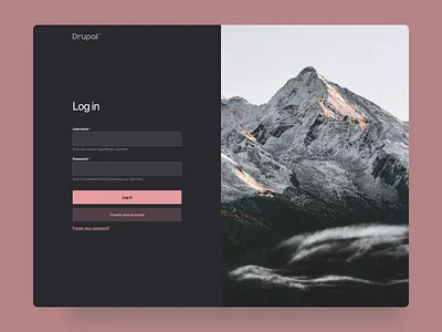 New Drupal Gin Login screen admin admin ui cms dark ui darkmode drupal drupal admin ui form future ui gin future ui login login form login page login screen pink redesign split splitscreen ui