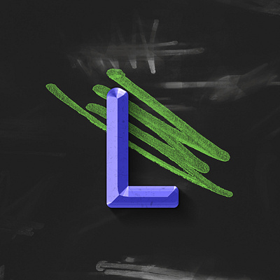 L-36 days of type 36 days of type 36days 36daysoftype 36daysoftype07 3d 3d art 3dfont 3dtype abstract bevel black blue brush digitalart geometry illustration photoshop shape typogaphy typography