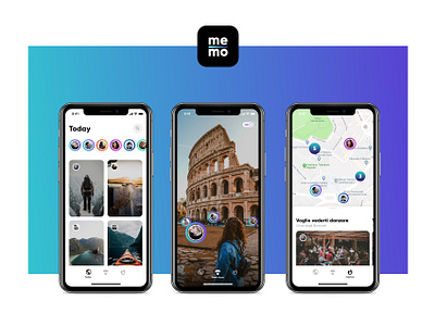 Memo - AR Social App app branding color design designer figma minimal typography ui ux