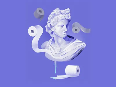 DON'T PANIC! apollo corona coronavirus covid19 illustration panicbuying statue toiletpaper toiletroll vector