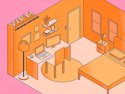 WFH Headquarters agencyea bright creativeagency home office illustration isometric wfh