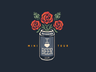 Old Chicago Valentines Day beer flowers illustration rose