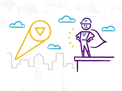 Super Tech Campaign branding character doodle fun iconic illustration people playful promotion simple superman texture