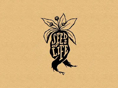 Seeds of Life Logo botanical branding creature cute logo farm farm logo farming fermentation flower hand drawn hand lettering home brew illustration kombucha logo design mandrake roots rough rustic seeds