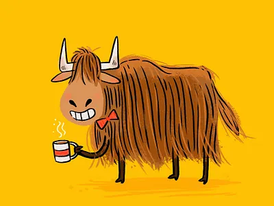 Morning Coffee cartoon character art childrens illustration coffee illustration kidlitart yak