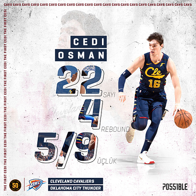 Cedi Osman, Oklahoma City Thunder game stats basketball design illustration instagram post photoshop sports design thefirstcedi typography web