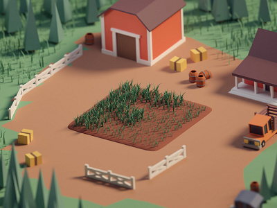 36 Days of Type 2020 F b3d blender farm illustration isometric low poly render