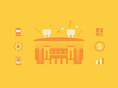 Digital Seat Illustration branding entertainment flat icon icon set iconography illustraion yellow