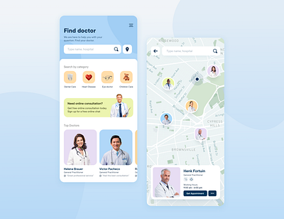 Doctor Appointment App | Concept app appointment booking design doctor flat icon map minimal mobile ui ui ux