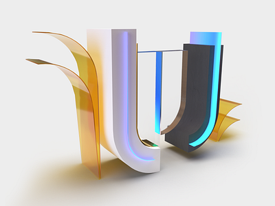 36DaysOfType - Day 21 - letter U 36daysoftype 36daysoftype07 3d 3d art 3d artist abstract art clean creative creative design custom typo design digital font illustration lettering minimal poland studio typography