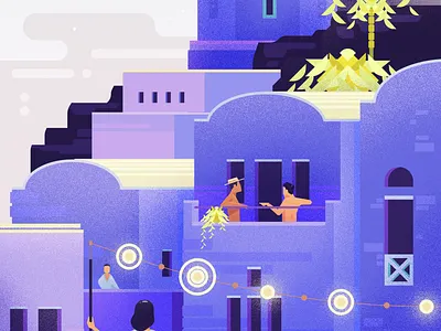 Oia Apartments architecture design digital art digital illustration digital illustrations greece illustration mica vector