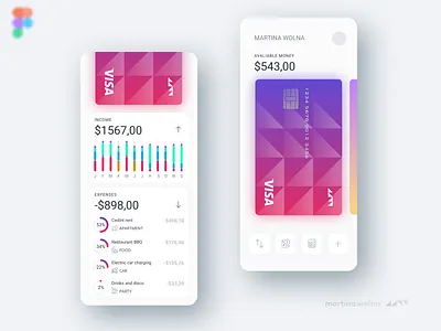 Bank app credit card UI Design app bank credit card creditcard data light ui white