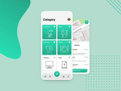 Reservation App android app application booking design gradient green interface ios mobile ui ux web