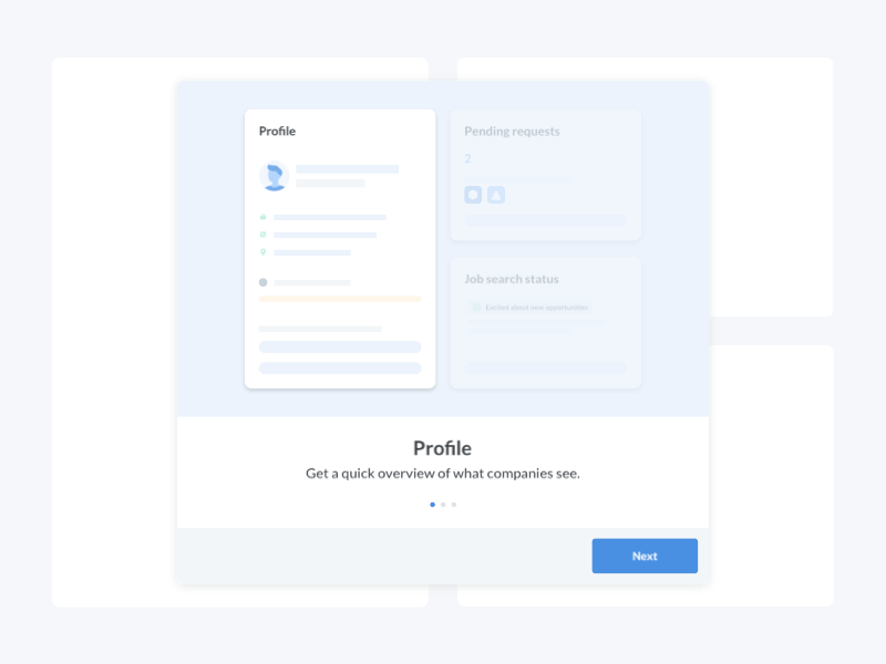 Onboarding Modal for Candidates animation app design flat minimal modal onboarding ui tutorial ui ux web