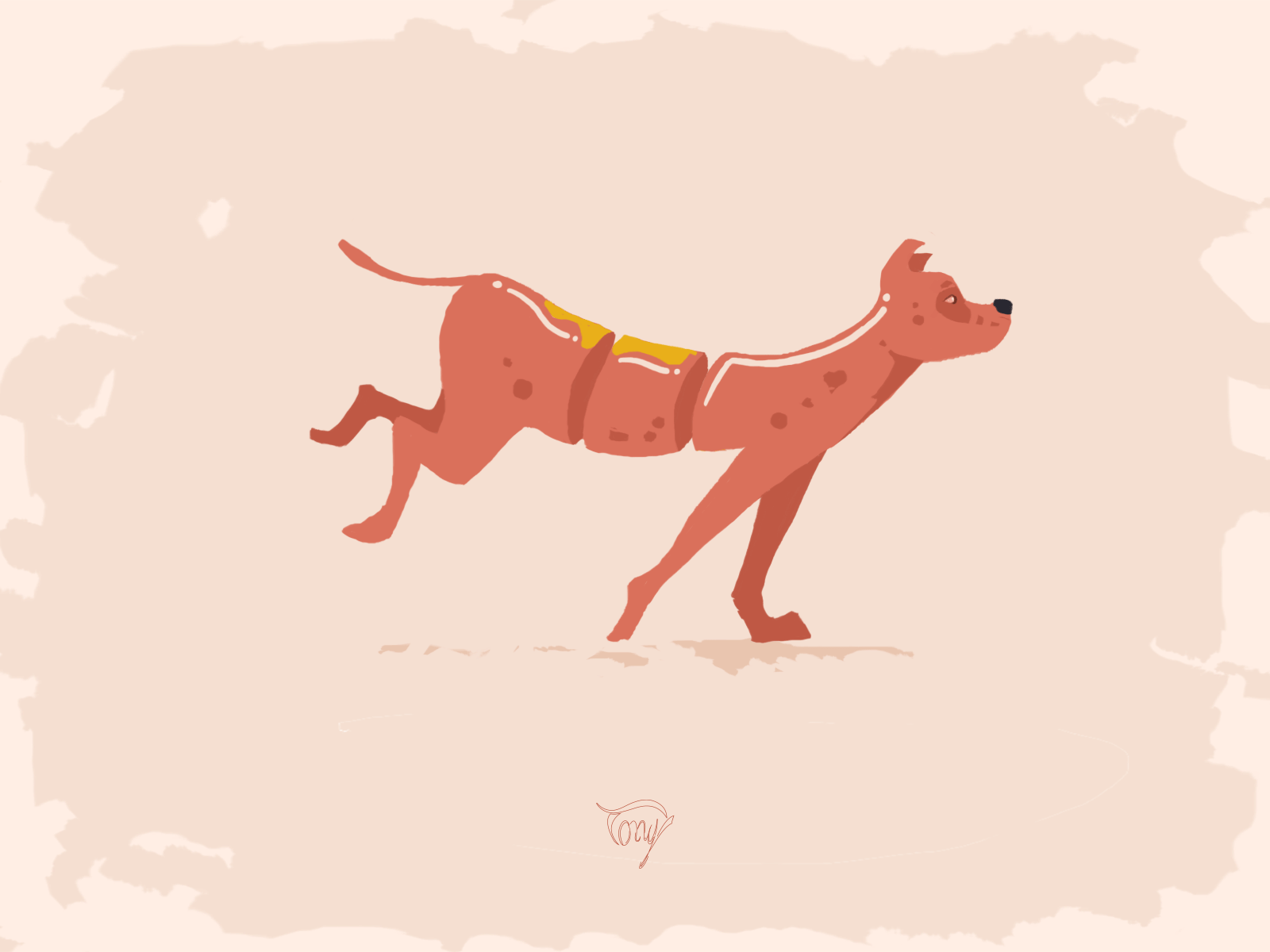 Hot dog with mustard animated gif animation artwork digital art dog doggy framebyframe gif gif animation hotdog illustration mustard