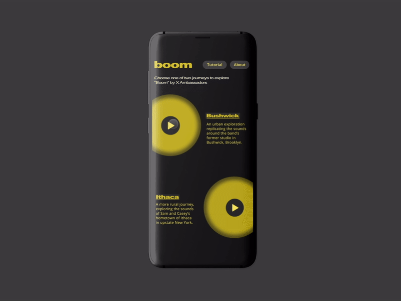 X-Ambassadors Boom UI app motion animation music ui ux