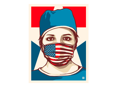 Forefront coronavirus health mask medical nurse pandemic portrait usa vector