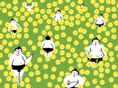 🌻SUMOFLOWERS🌻 design doodle flowers funny illo illustration lol procreate sketch sumo sumowrestler sunflowers