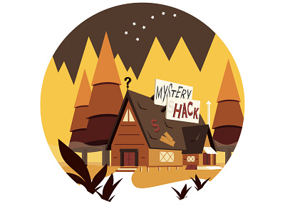 The Mystery Shack art color ways design dimensional flat design gravity falls icon illustraion illustration art illustrator mystery shack sticker vector web woodsman