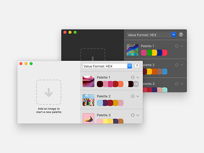 hueu light and dark modes color macos native app palette picker product design swift ui ux