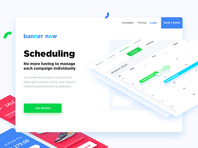 Landing / Website Design blue clean green header home page isometric landing schedule scheduling site ui user interface web web page website white