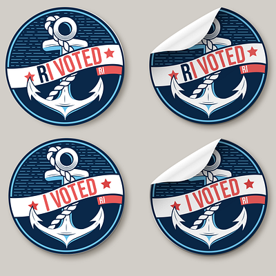 Rhode Island I Voted Sticker anchor badge badgedesign branding design icon illustration ivoted lighthouse logo ocean president presidential presidential election rhode island statue typography vector wave