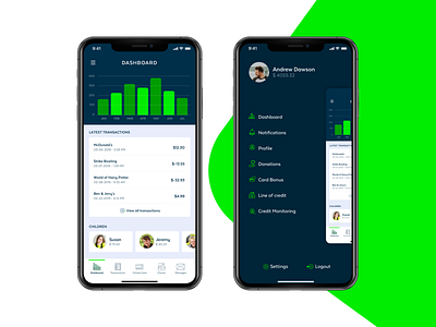 GeNext App Interface app chart chore finance flat green ios kids money parents ui ui design ux