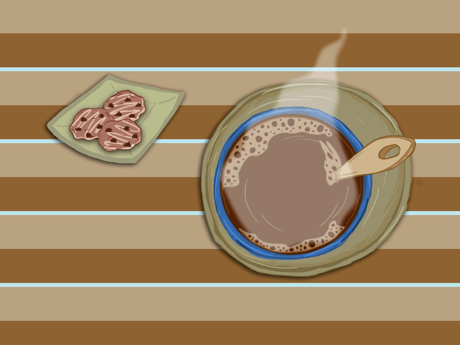 A relax time 2d animation aftereffects animation coffee cookies hot coffee illustration photoshop photoshop art