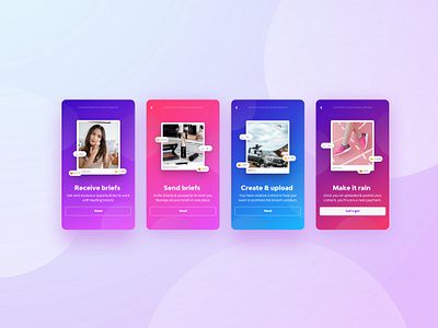 Onboarding / walkthrough for mobile app bubbles colorful colors colourful floating graphic design hover light mobile mobile ui onboarding ui ui design uidesign uiux ux walkthrough