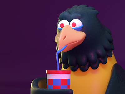 cuervo descansando 3d animal c4d character cinema4d crow doodle draw octane render