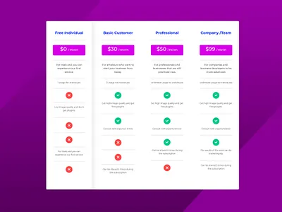 Pricing Table business creative design landing page design pricing professional table ui ui design user interface ux website