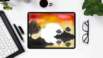 Sunset illustration on IPad pro background digital illustration ipad illustration illustration drawing ipad illustrator ipad for illustration ipad illustration adobe ipad illustration procreate ipad illustration tutorial photoshop photoshop ipad illustration