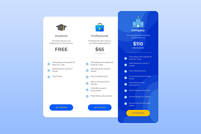Pricing Table business creative design landing page design mobile design pricing table ui ui design user interface ux website