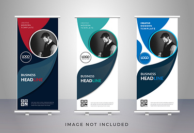 Creative Business Roll-Up Banner Ads Template Design banner banner ad banner ads banner design banners blue green illustraion illustration art illustrator luxury brand luxury design pixa village pixavillage red rgb rollup tempalte template