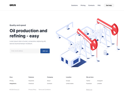 Oil refining - homepage artist branding color colorful colors company design flat illustration illustrator oil red refine refining style typography ui ux vector web