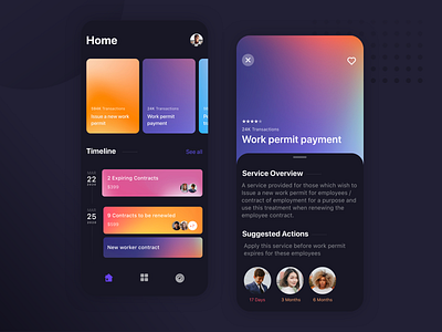 Mobile Service Application Process | Dark Theme aftereffects app color colorful colors dark app dark mode dark theme dark ui ui ux